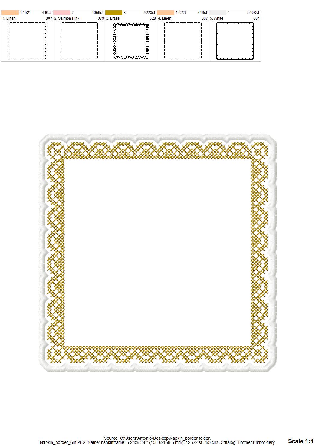 Cross Stitch Napkin Coaster ITH – Coaster digital embroidery pattern by Artapli
