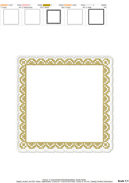 Cross Stitch Napkin Coaster ITH – Coaster digital embroidery pattern by Artapli
