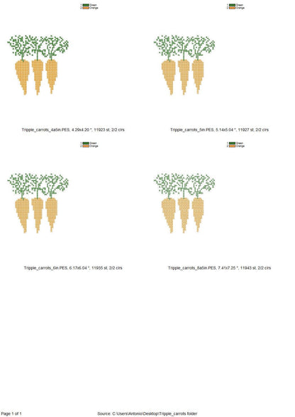 Cross Stitch Carrot Trio – Folk embroidery design instant download by Artapli