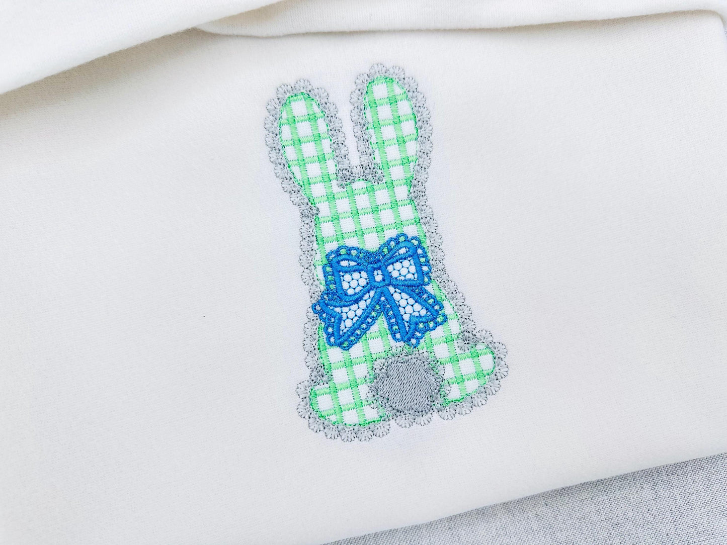 Lace Bunny with Bow – Baby embroidery design by Artapli