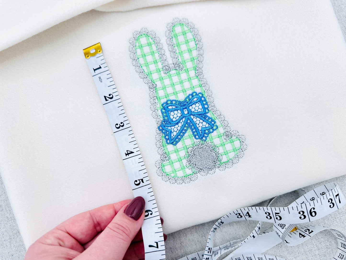 Lace Bunny with Bow – Bunny embroidery design instant download by Artapli