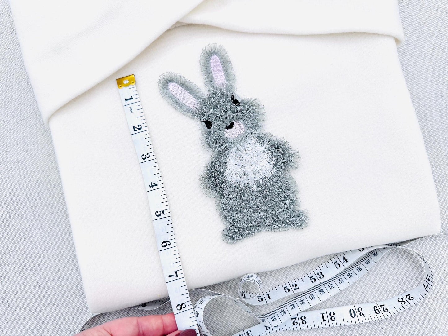 Fringed Fluffy Easter Bunny fringe – Easter embroidery design instant download by Artapli