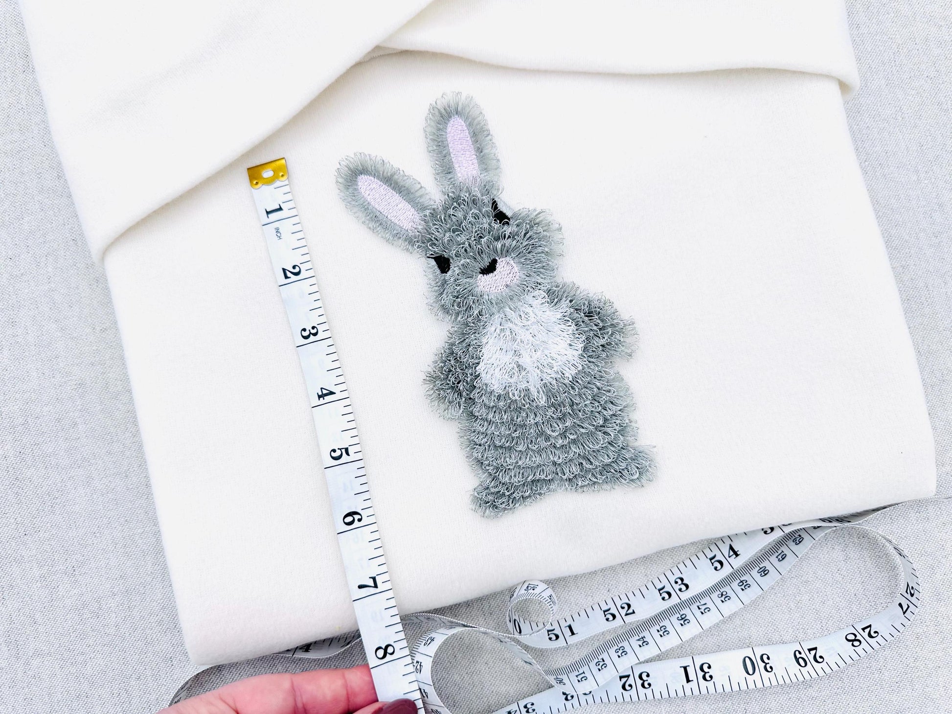 Fringed Fluffy Easter Bunny fringe – Easter embroidery design instant download by Artapli