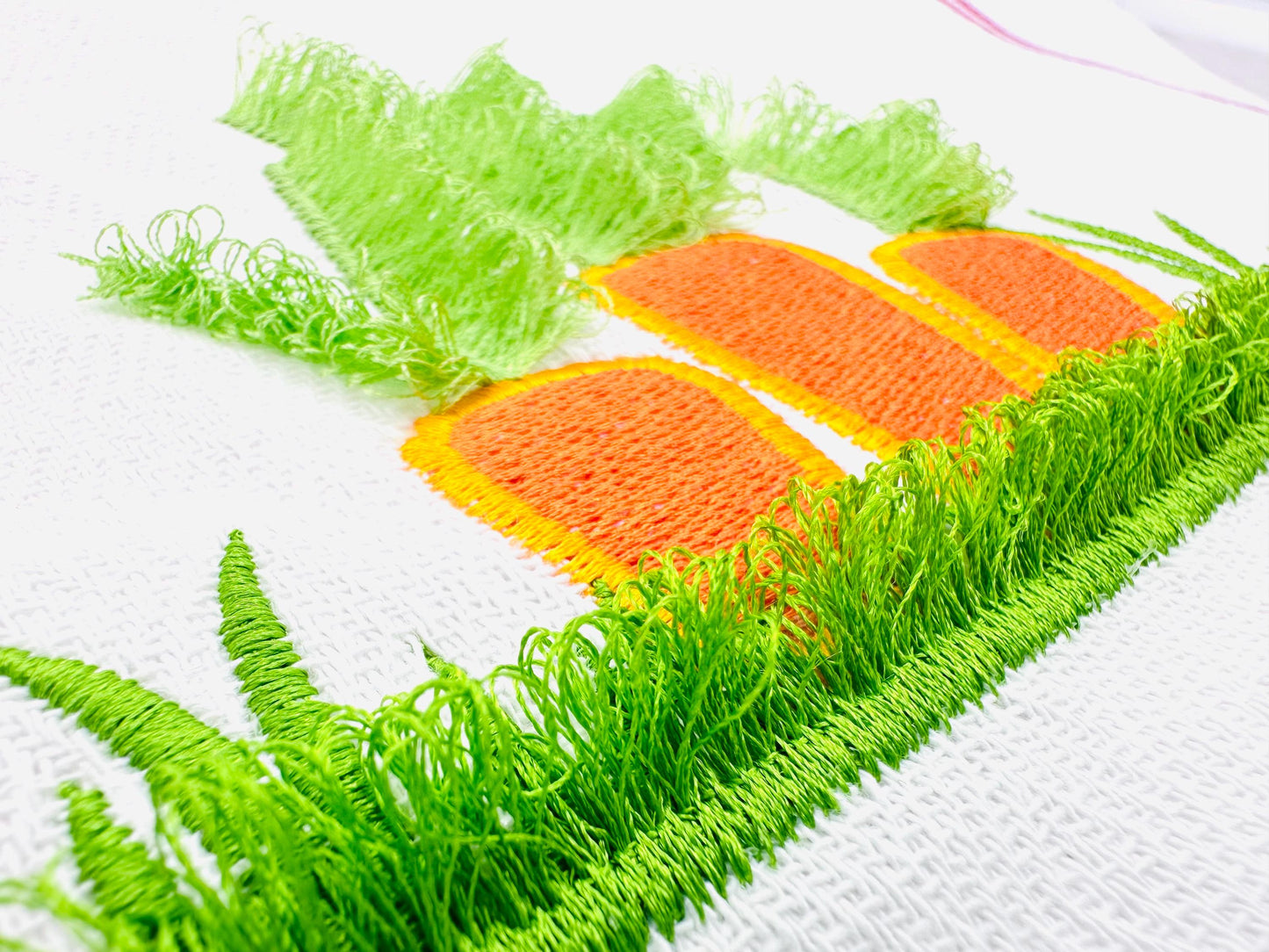 Fringed Carrot Garden – Fluffy embroidery design instant download by Artapli