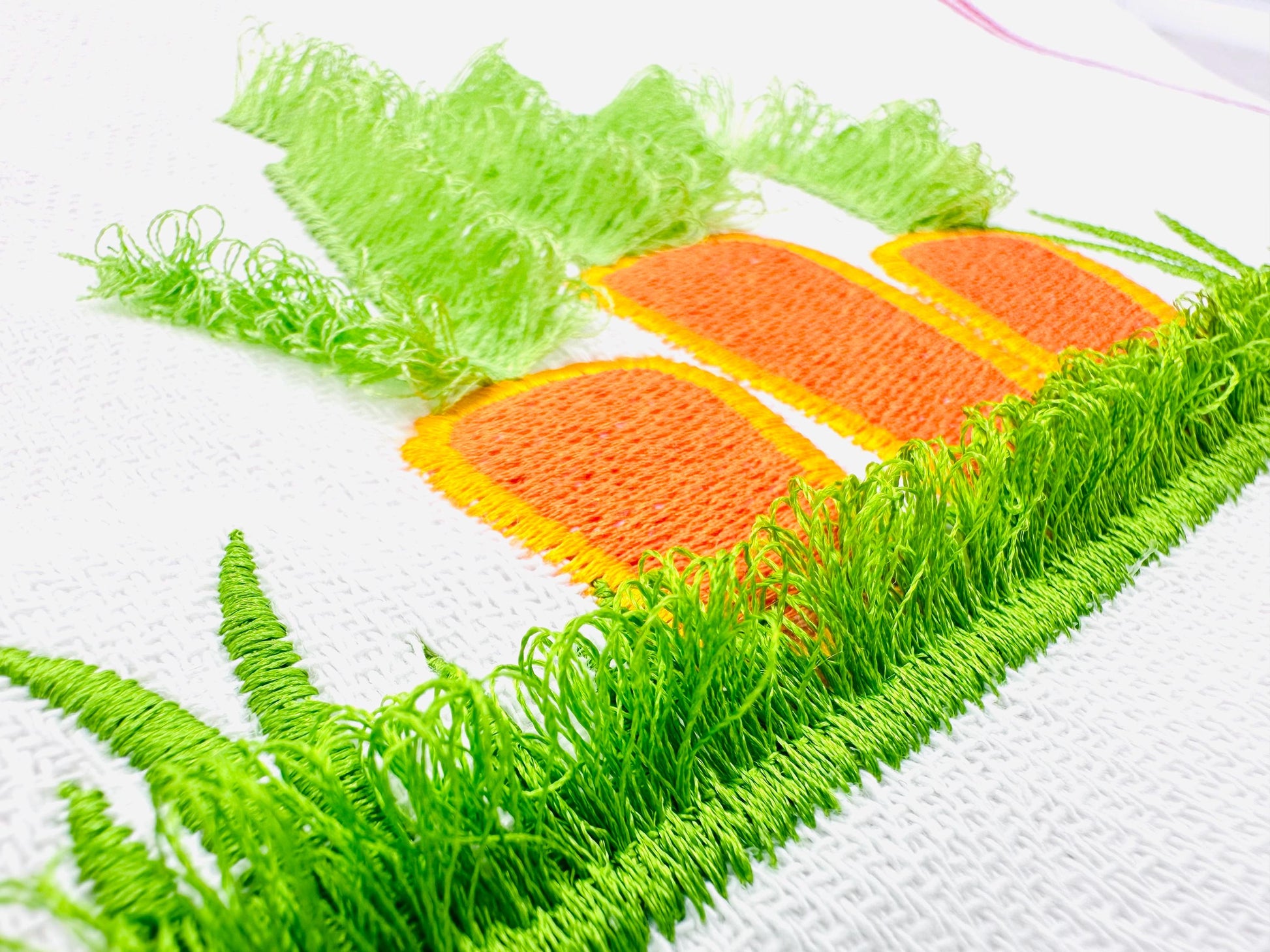 Fringed Carrot Garden – Fluffy embroidery design instant download by Artapli