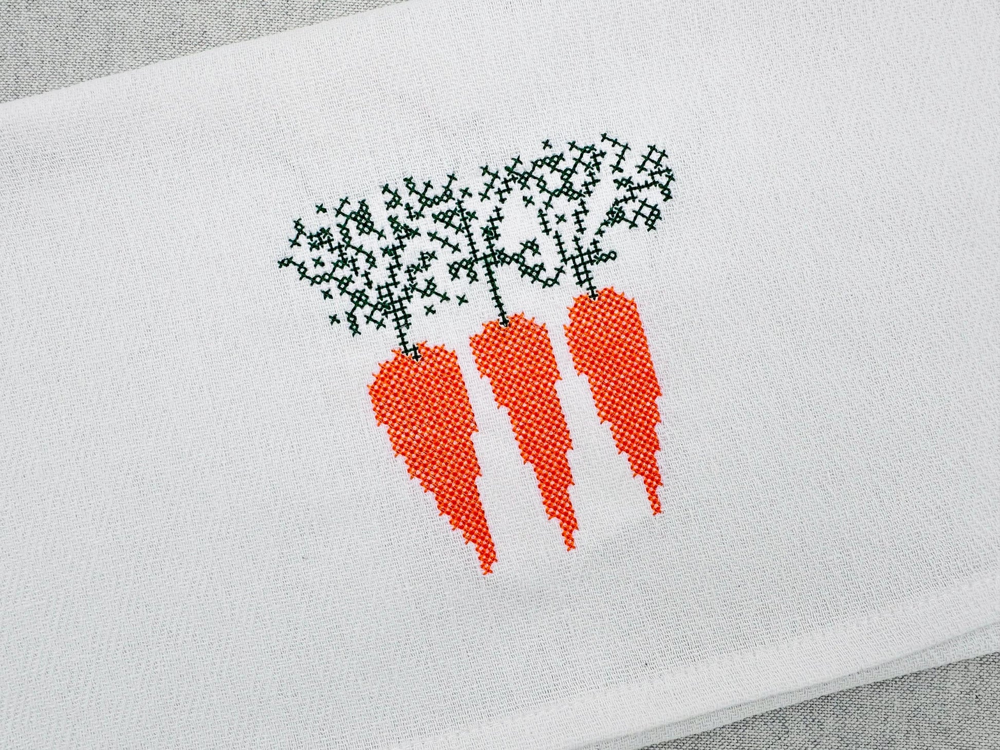 Cross Stitch Carrot Trio Machine Embroidery 4.5" 5" 6" 8.5" 7" 10" | PES DST JEF | Artapli