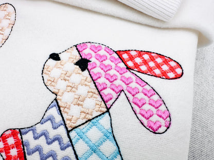 Patchwork Bunny Set of 3 – Sizes 3.5" 4" 4.5" 5" 5.5" 6" Digital Embroidery File | Artapli