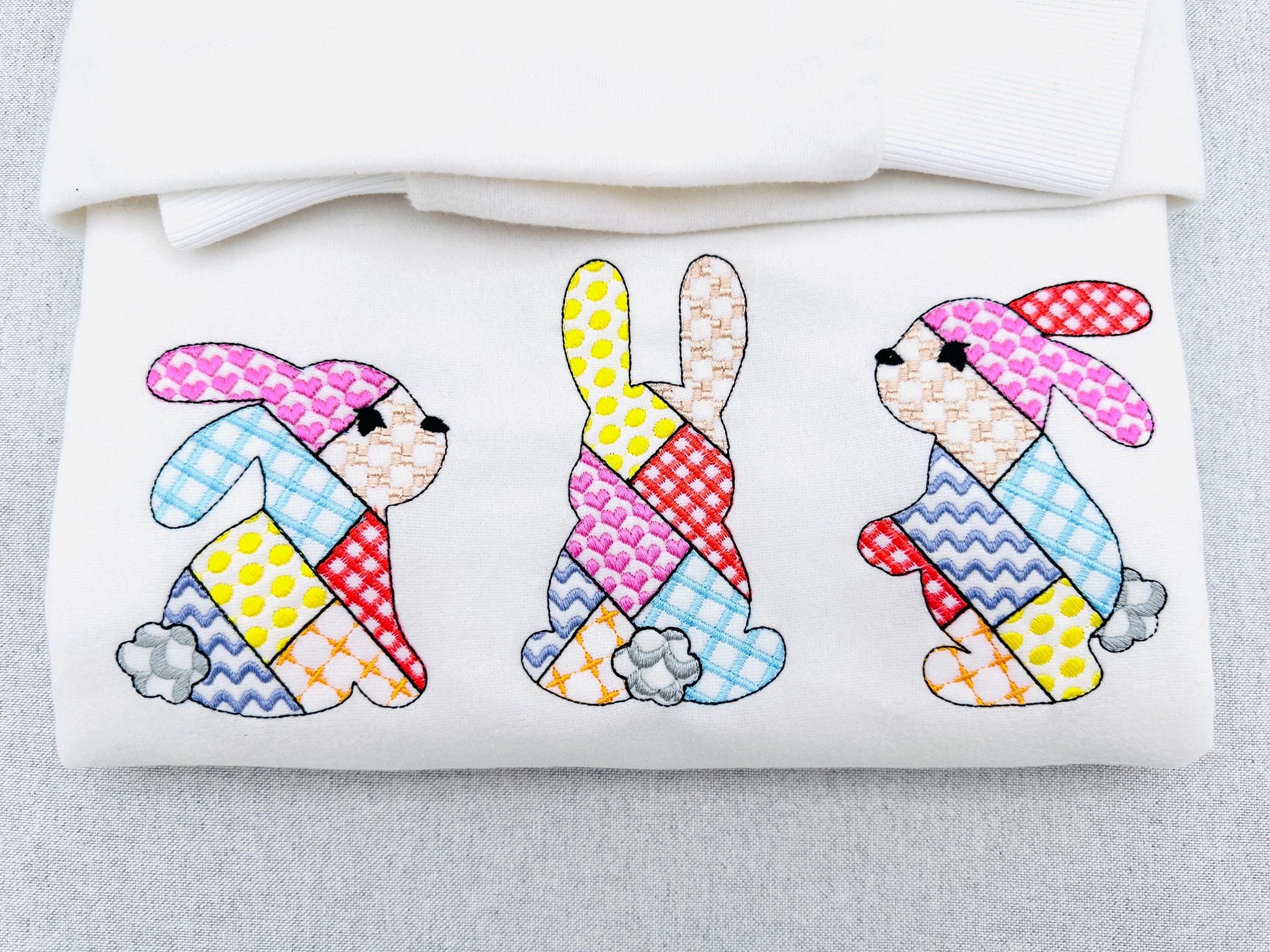 Patchwork Bunny Set of 3 Machine Embroidery 3.5" 4" 4.5" 5" 5.5" 6" | PES DST JEF | Artapli