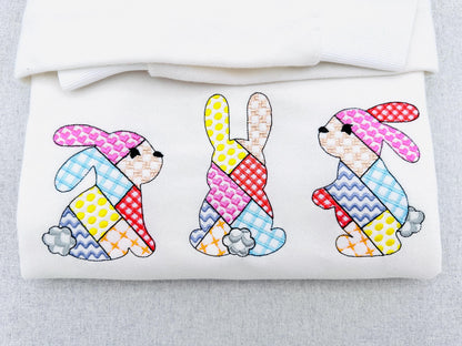 Patchwork Bunny Set of 3 Machine Embroidery 3.5" 4" 4.5" 5" 5.5" 6" | PES DST JEF | Artapli