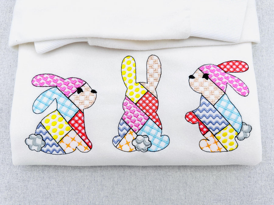 Patchwork Bunny Set of 3 Machine Embroidery 3.5" 4" 4.5" 5" 5.5" 6" | PES DST JEF | Artapli