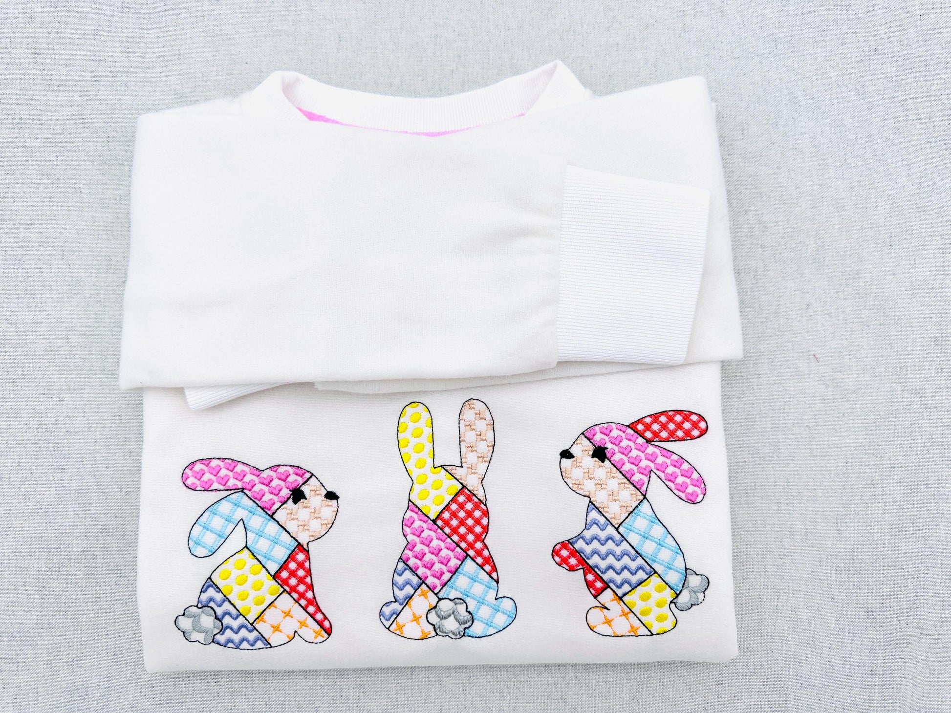 Patchwork Bunny Set of 3 – Animal machine embroidery design by Artapli