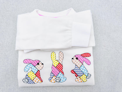 Patchwork Bunny Set of 3 – Animal machine embroidery design by Artapli