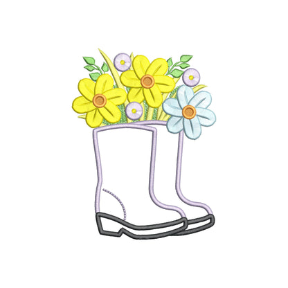 Floral Ranch Farmer Boots – Girl machine embroidery design by Artapli