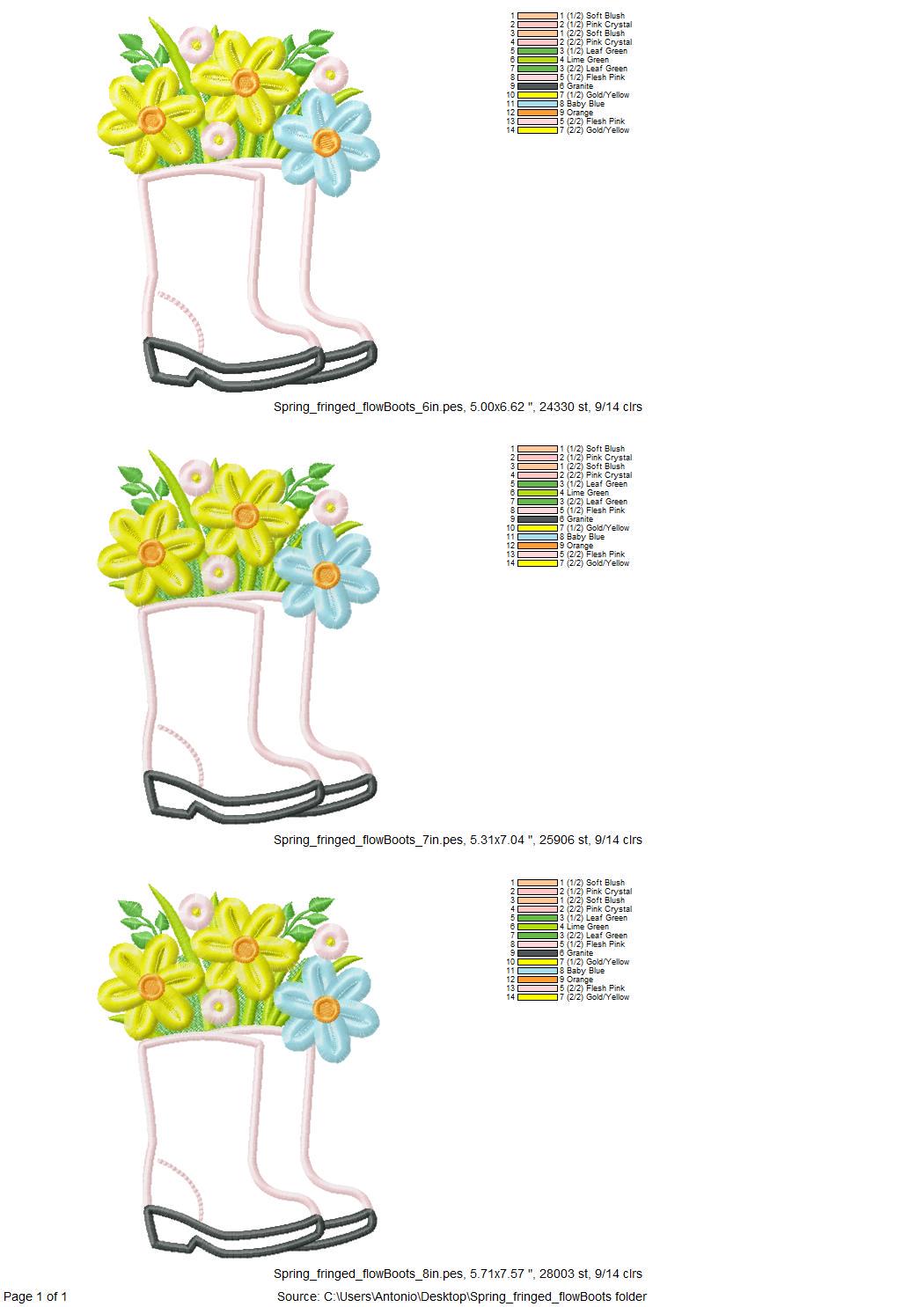 Floral Ranch Farmer Boots – Fringe digital embroidery pattern by Artapli