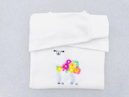 Fringed Floral Pretty Llama – Chenille embroidery pattern by Artapli
