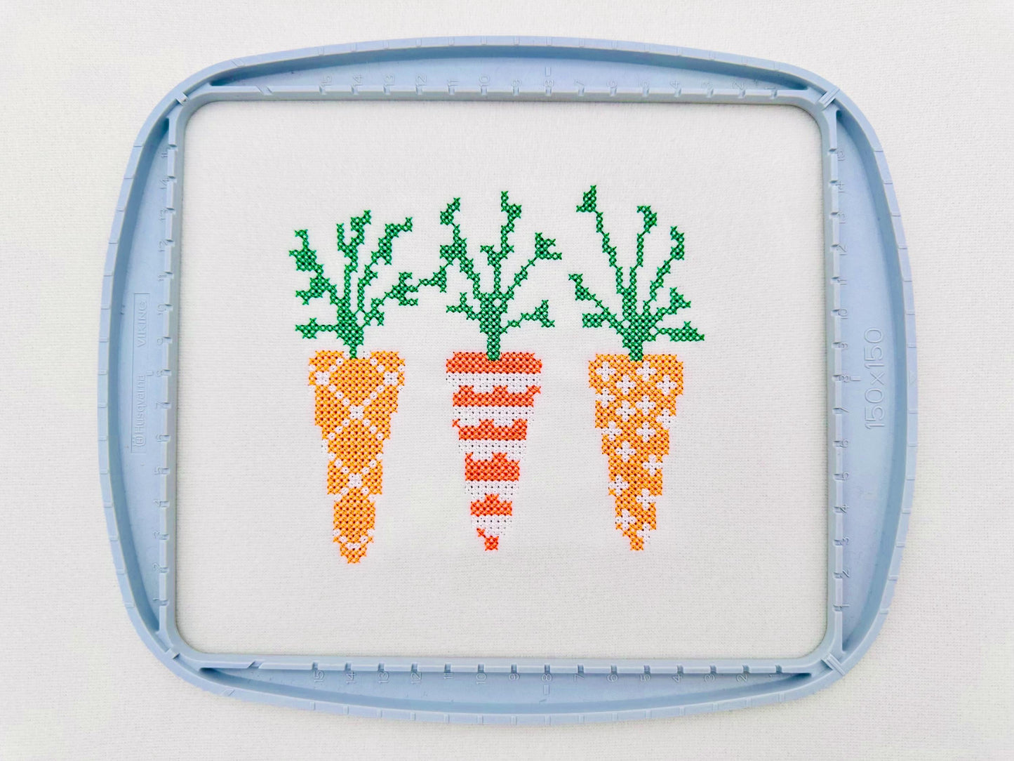 Cross Stitch Decorative Carrot Trio – Towel digital embroidery pattern by Artapli