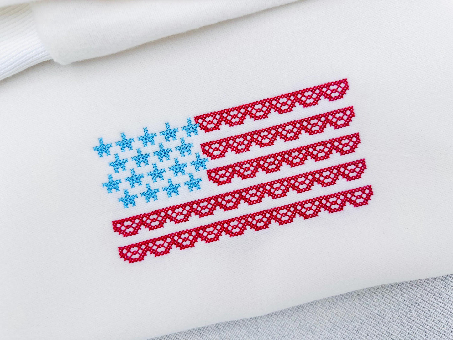 Cross Stitch Lace Flag Machine Embroidery 5" 5.5" 7" 9" 6" 10" | PES DST JEF | Artapli