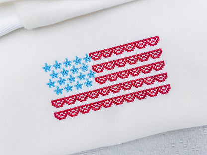 Cross Stitch Lace Flag Machine Embroidery 5" 5.5" 7" 9" 6" 10" | PES DST JEF | Artapli
