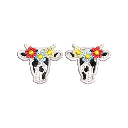 Pretty Floral Wreath Cow Cowgirl – Charm embroidery design by Artapli