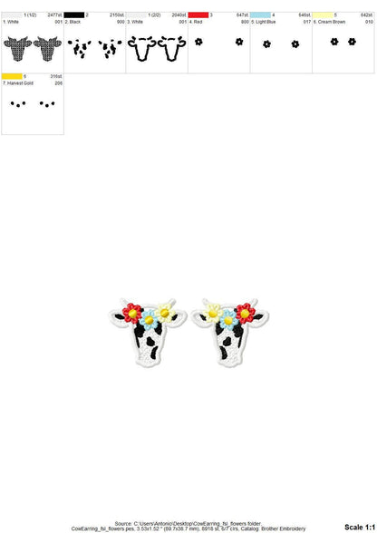 Pretty Floral Wreath Cow Cowgirl – Cow embroidery pattern by Artapli