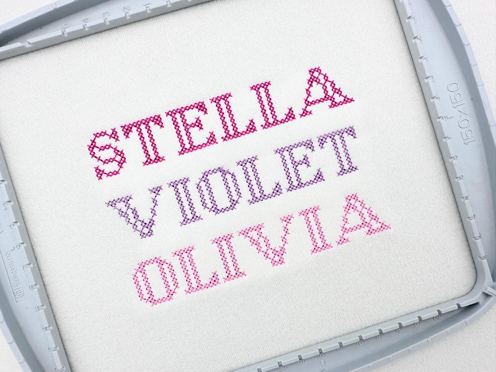 Cross Stitch FONT authentic bold block style Alphabet Monogram folk machine embroidery designs mini sizes