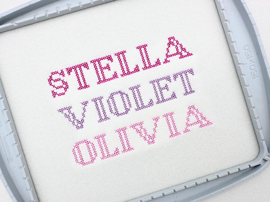 Cross Stitch FONT authentic bold block style Alphabet Monogram folk machine embroidery designs mini sizes