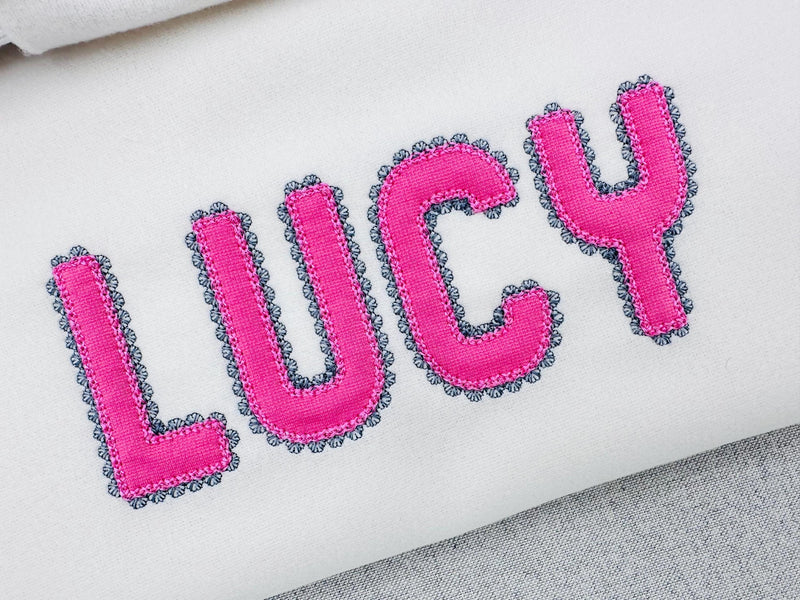 Lace Edge Font Applique – Embroidery 2" 2.5" 3" 3.6" 4.3" 4" | BX PES DST JEF | Artapli
