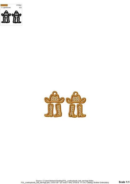Cowboy Hat and Boots Earrings – Earrings embroidery pattern by Artapli