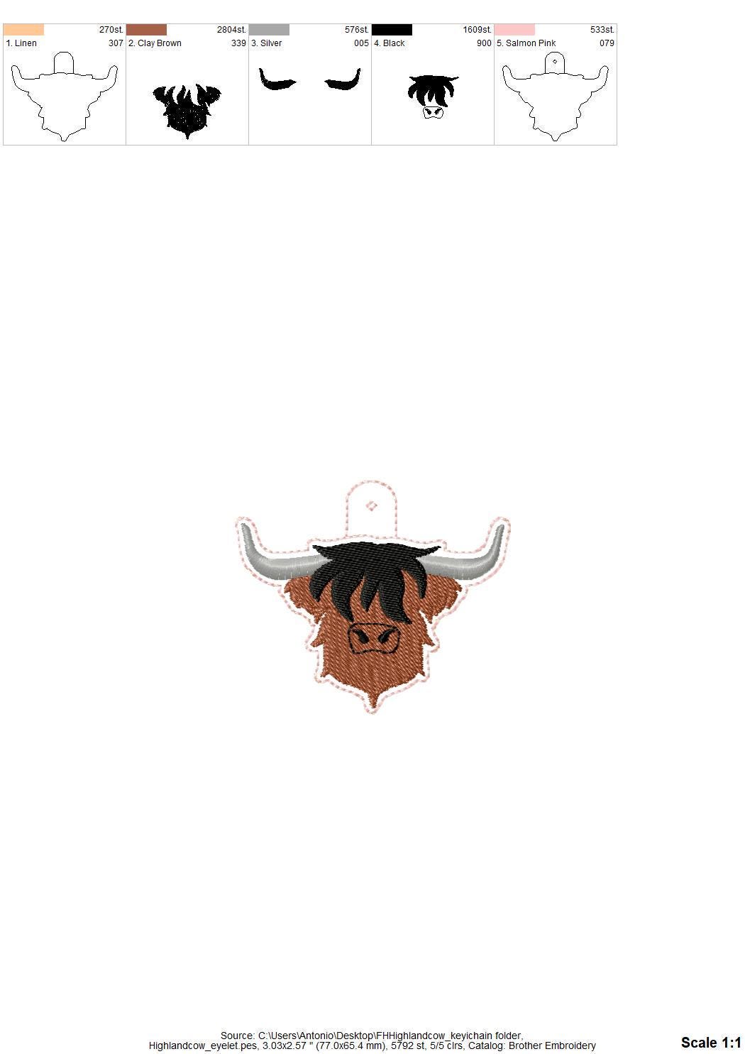 Highland Cow Bull Keychain