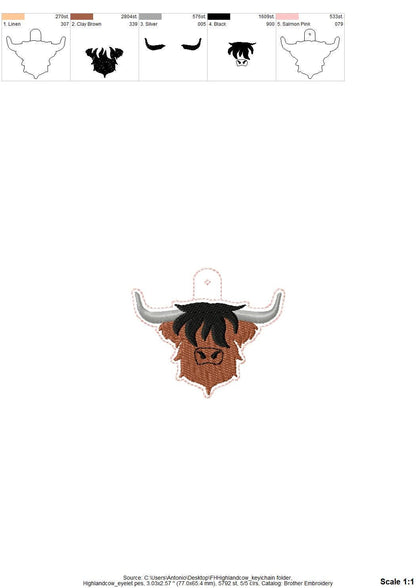 Highland Cow Bull Keychain