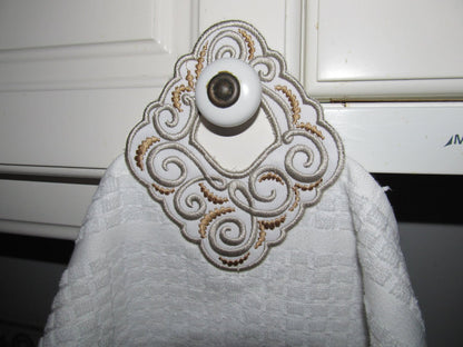 Towel topper hanging hole swirl curl wedding machine embroidery designs
