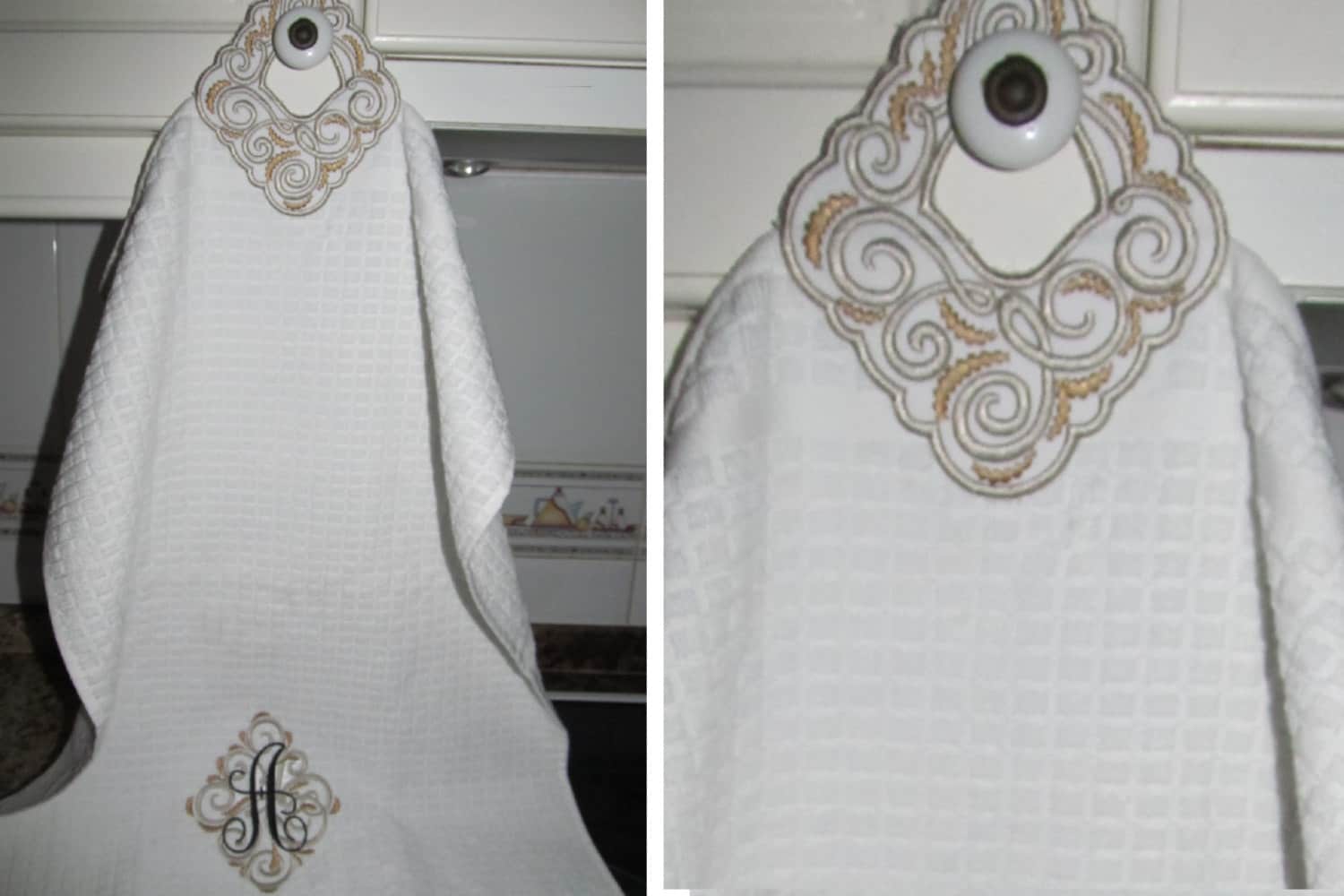 Towel topper hanging hole swirl curl wedding machine embroidery designs