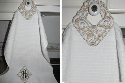 Towel topper hanging hole swirl curl wedding machine embroidery designs