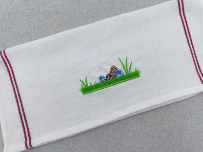 Peeking Easter Bunny hiding Eggs Fringe Embroidery 4" 4.5" 5" 5.5" 6" 7" | Chenille PES DST JEF | Artapli