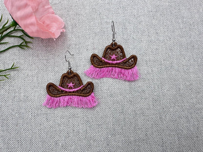 Fringed Cowboy Hat Earrings – Earrings embroidery pattern by Artapli