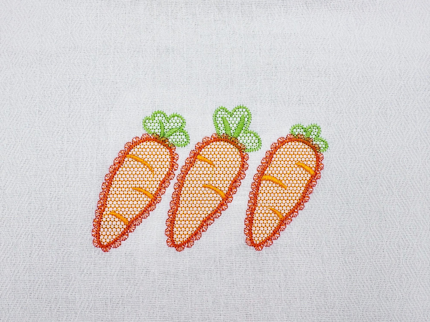 Lace Carrot Vegetable Trio – Sizes 5" 5.5" 6" 6.5" 7" 4" Digital Embroidery File | Artapli