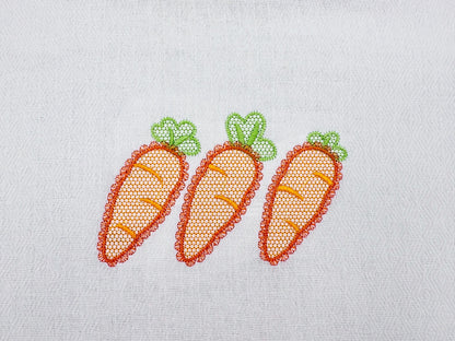 Lace Carrot Vegetable Trio – Sizes 5" 5.5" 6" 6.5" 7" 4" Digital Embroidery File | Artapli