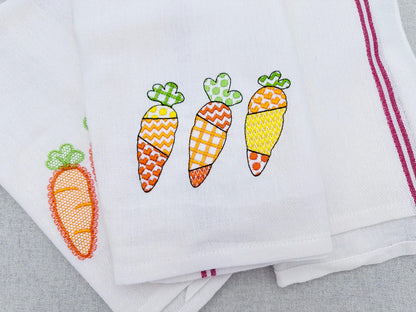 Patchwork Carrot Trio – Easter instant download embroidery file by Artapli