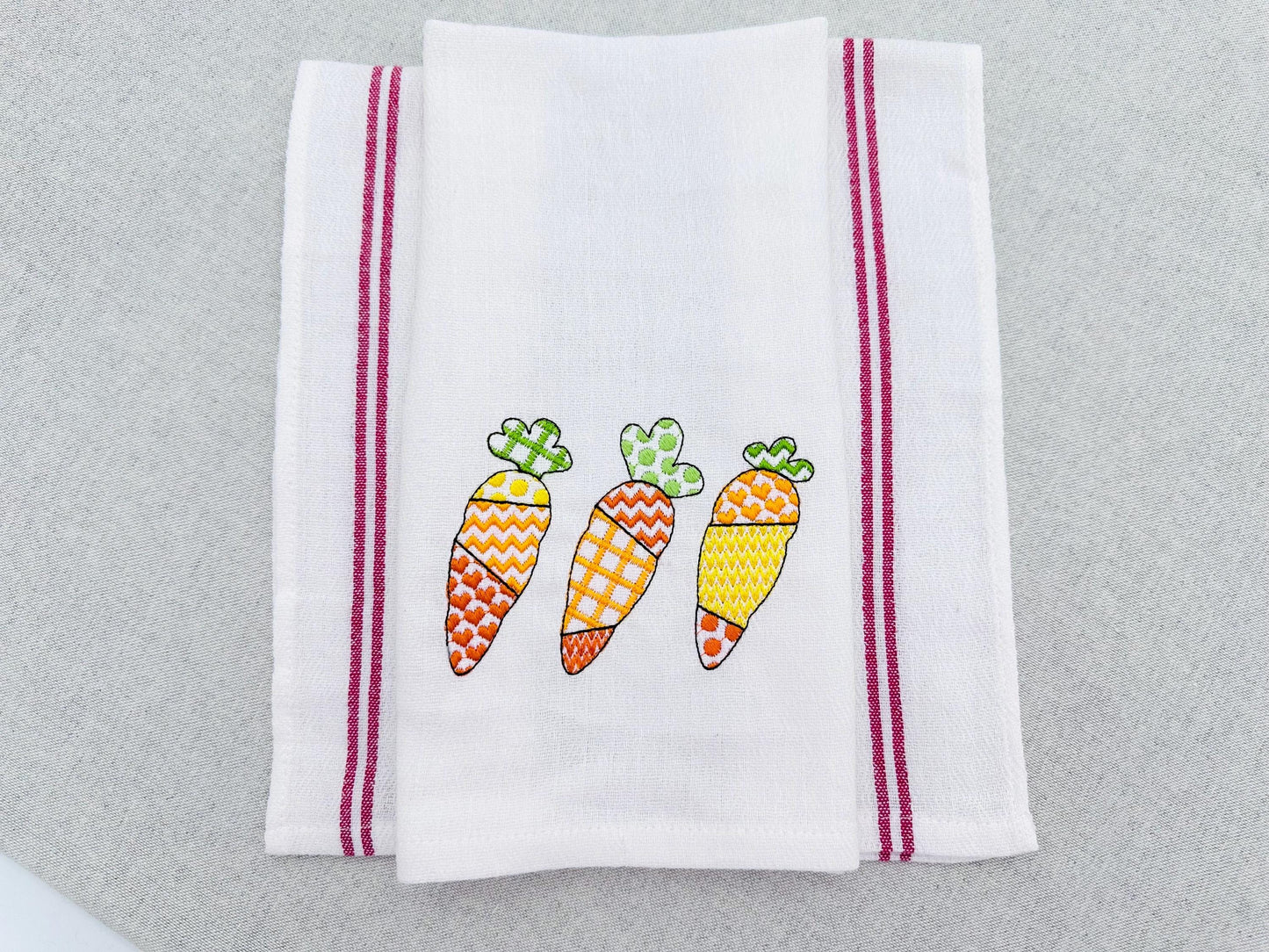 Patchwork Carrot Trio – Farm digital embroidery pattern by Artapli