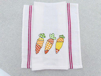 Patchwork Carrot Trio – Farm digital embroidery pattern by Artapli