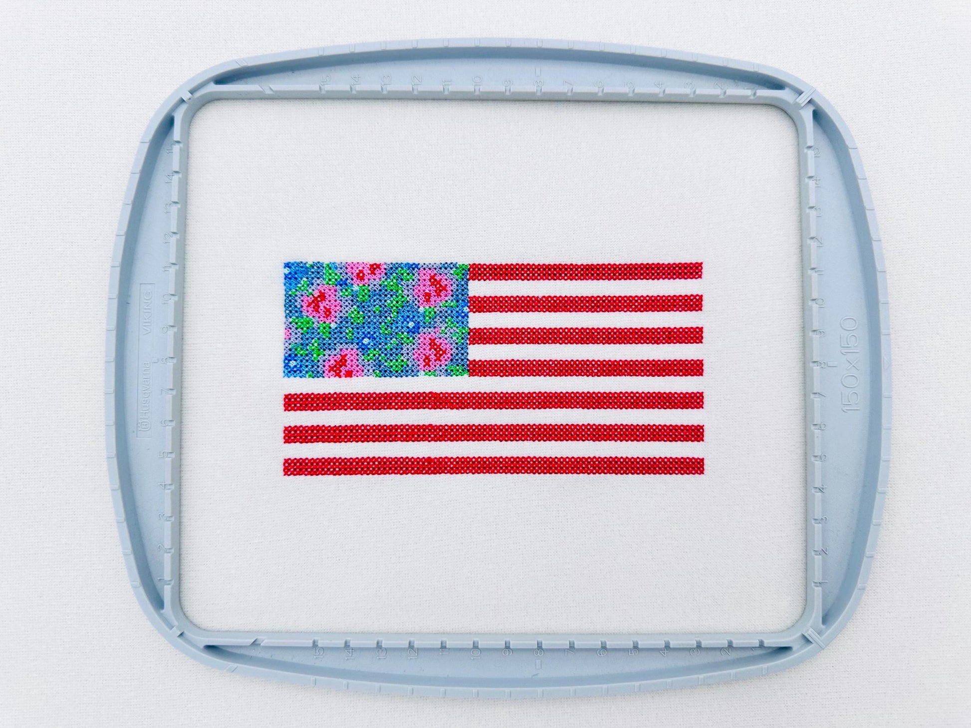 Cross Stitch Rose Floral Flag – Instant Download | Artapli