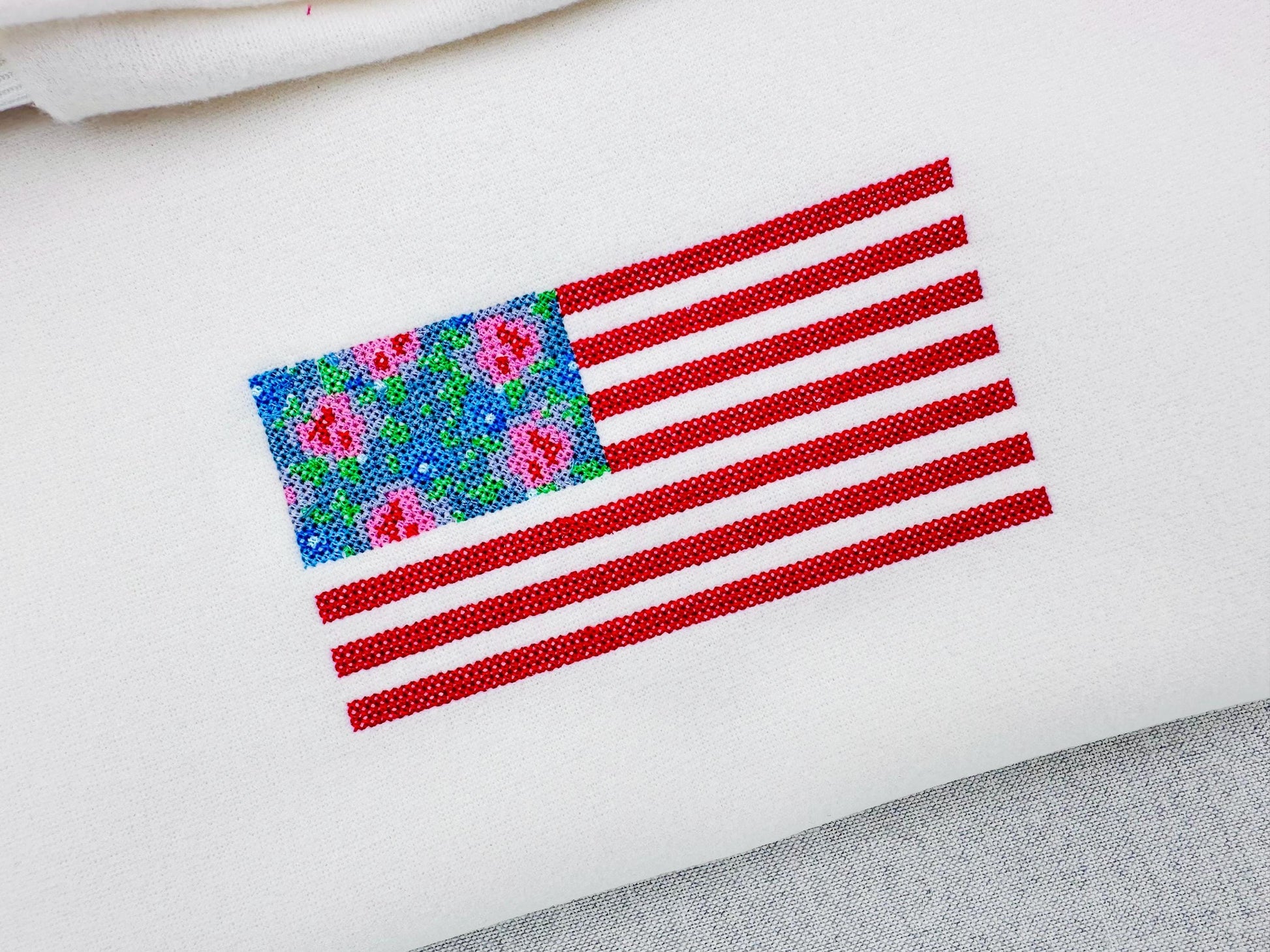 Cross Stitch Rose Floral Flag – Cross Stitch embroidery design by Artapli