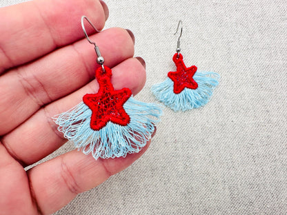 Fringed Star Earrings – Earrings embroidery pattern by Artapli