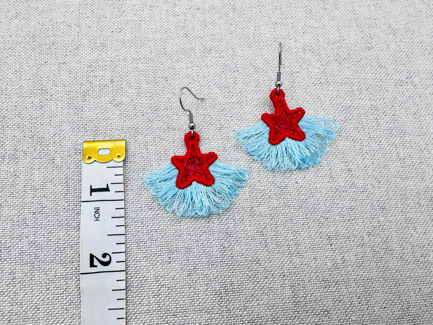 Fringed Star Earrings – Freestanding Lace embroidery design instant download by Artapli