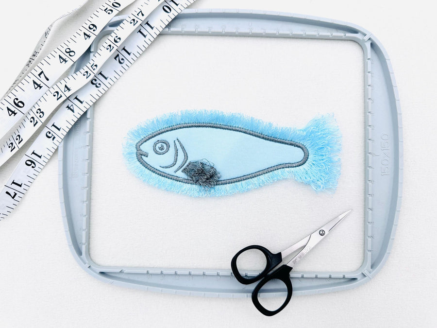 Fluffy Fringed Fish Embroidery 4" 5" 6" 7" | Chenille PES DST JEF | Artapli