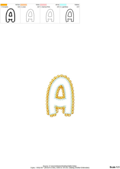 Lace Edge applique Chain stitch outline – Appliqué embroidery design by Artapli