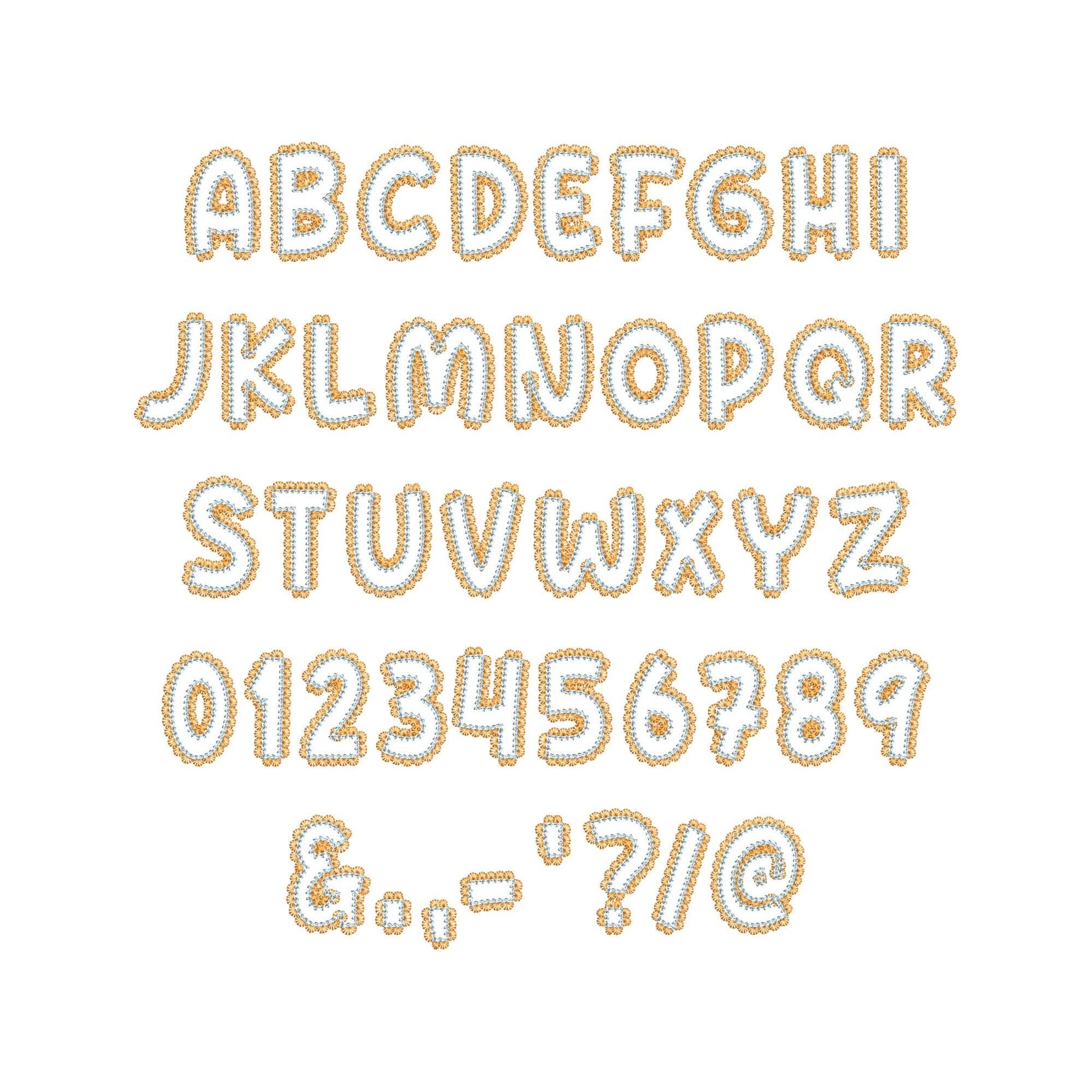 Lace Edge applique Chain stitch outline – Font embroidery pattern by Artapli