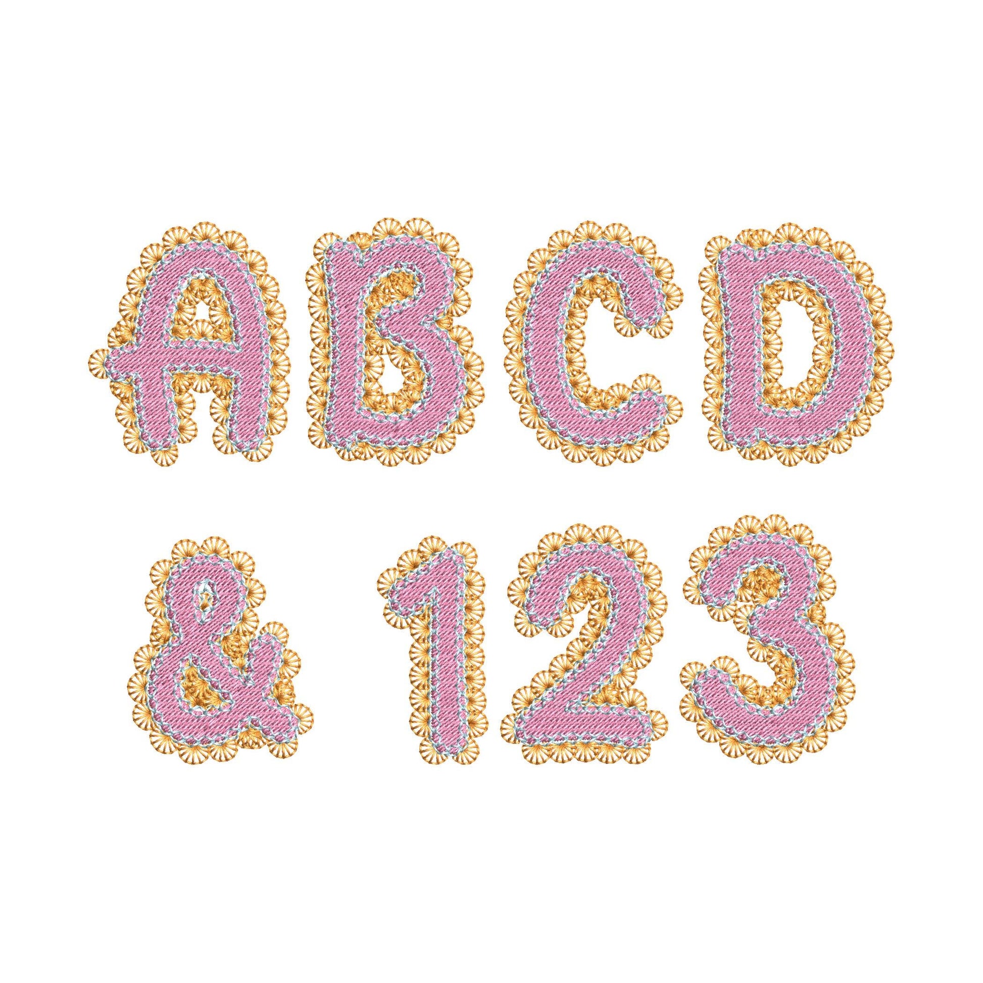 Lace Edge FONT Fill Stitch Bubbly Alphabet Monogram girly fancy font machine embroidery designs