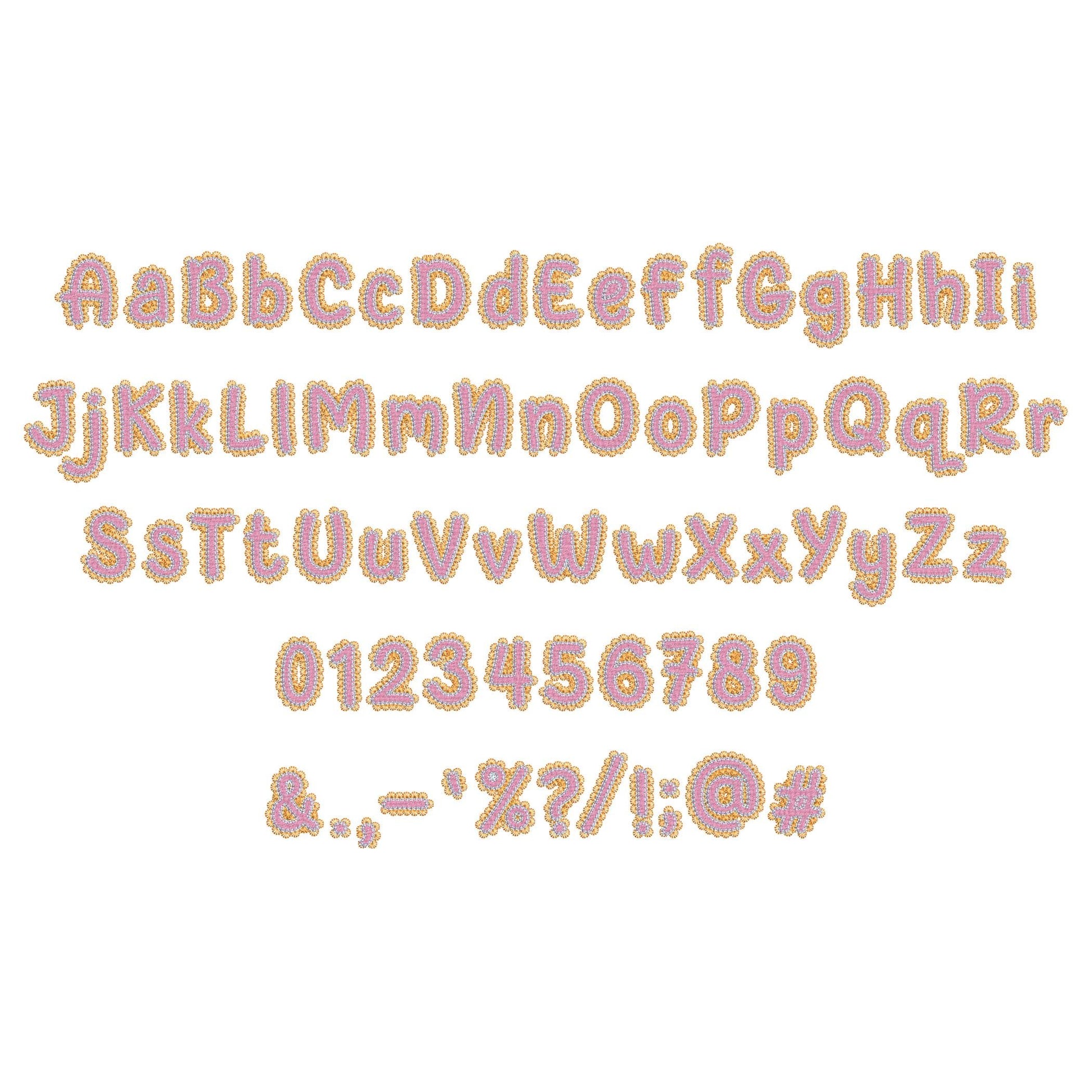 Lace Edge FONT Fill Stitch Bubbly Alphabet Monogram girly fancy font machine embroidery designs