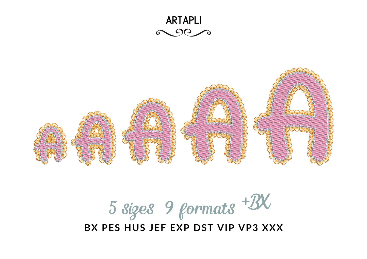 Lace Edge FONT Fill Stitch Bubbly Alphabet Monogram girly fancy font machine embroidery designs